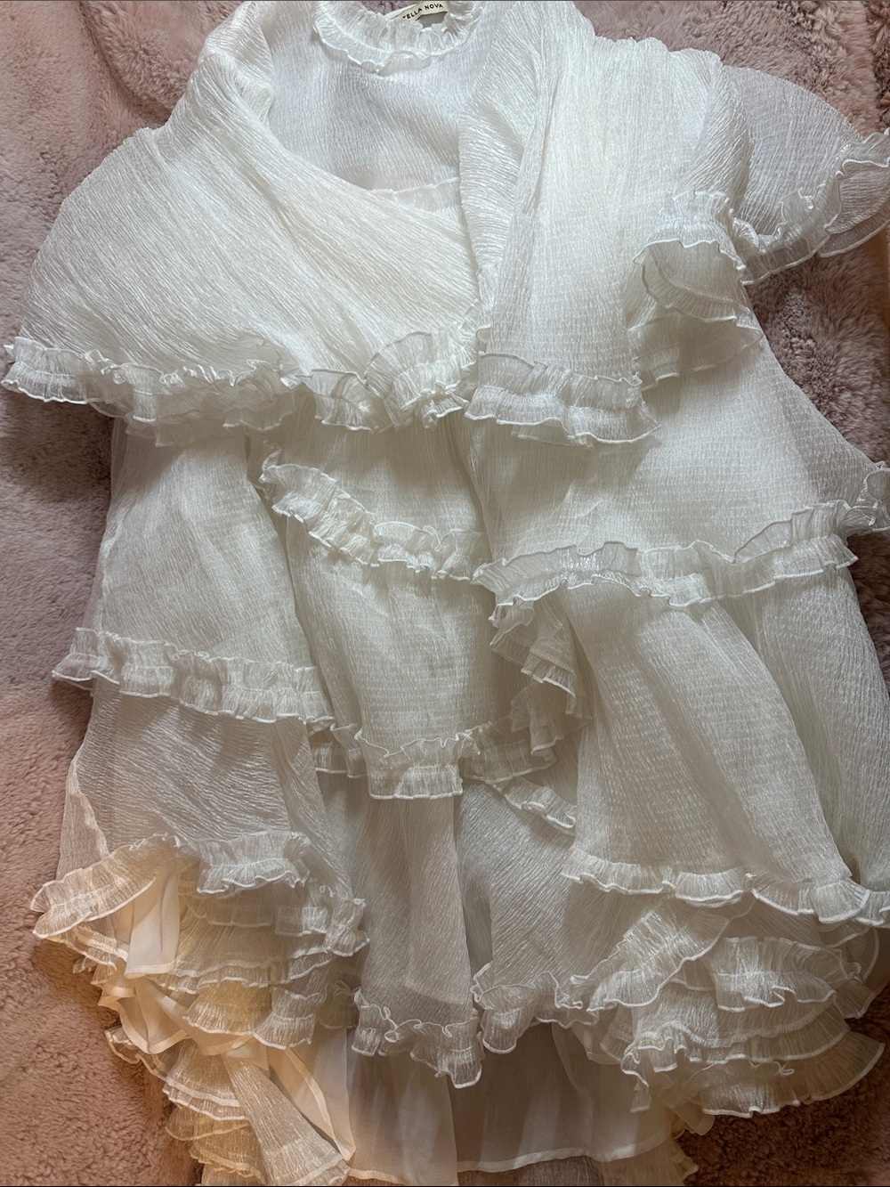 White Ruffle Layered Mini Dress - Feminine Party Dress